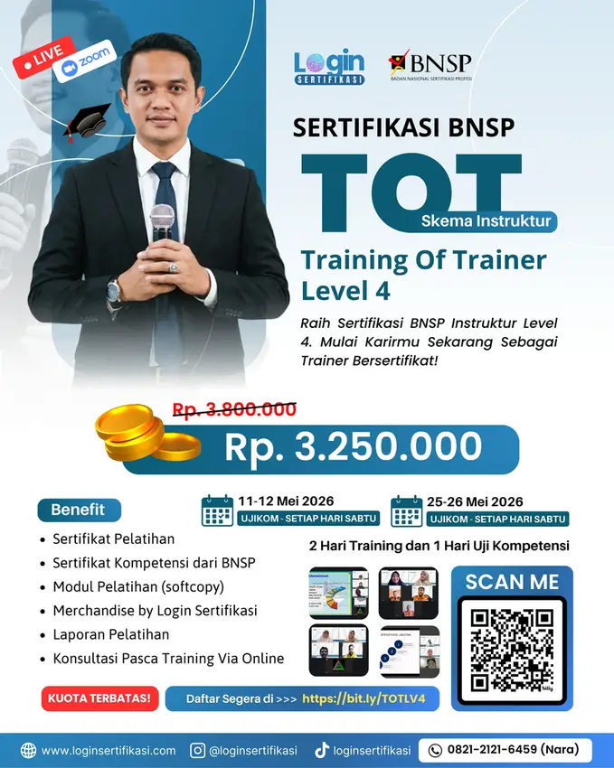 Sertifikasi BNSP TOT Level 4 Mei 2026