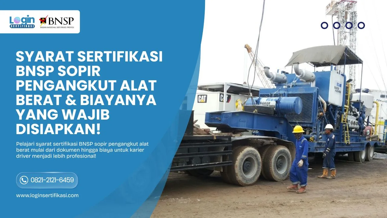 Syarat Sertifikasi BNSP Sopir Pengangkut Alat Berat