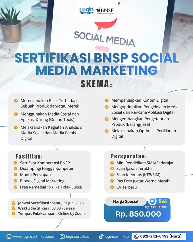 Sertifikasi Socmed Marketing 27 Juni 2026